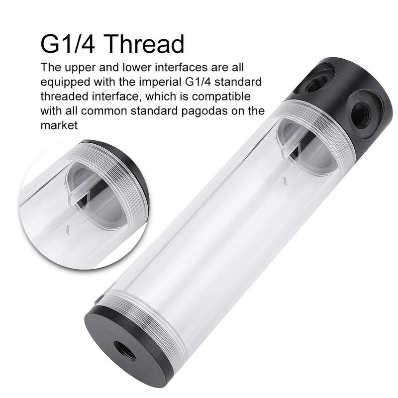 Serounder Water Cooling Reservoir, PC Water Reservoir 190mm*50mm Diameter G1/4'' POM Cylindrical CPU Water Cooler Reservoir System Heat Sink Kit Cooling Acrylic Water Reservoir for PC - Image 5